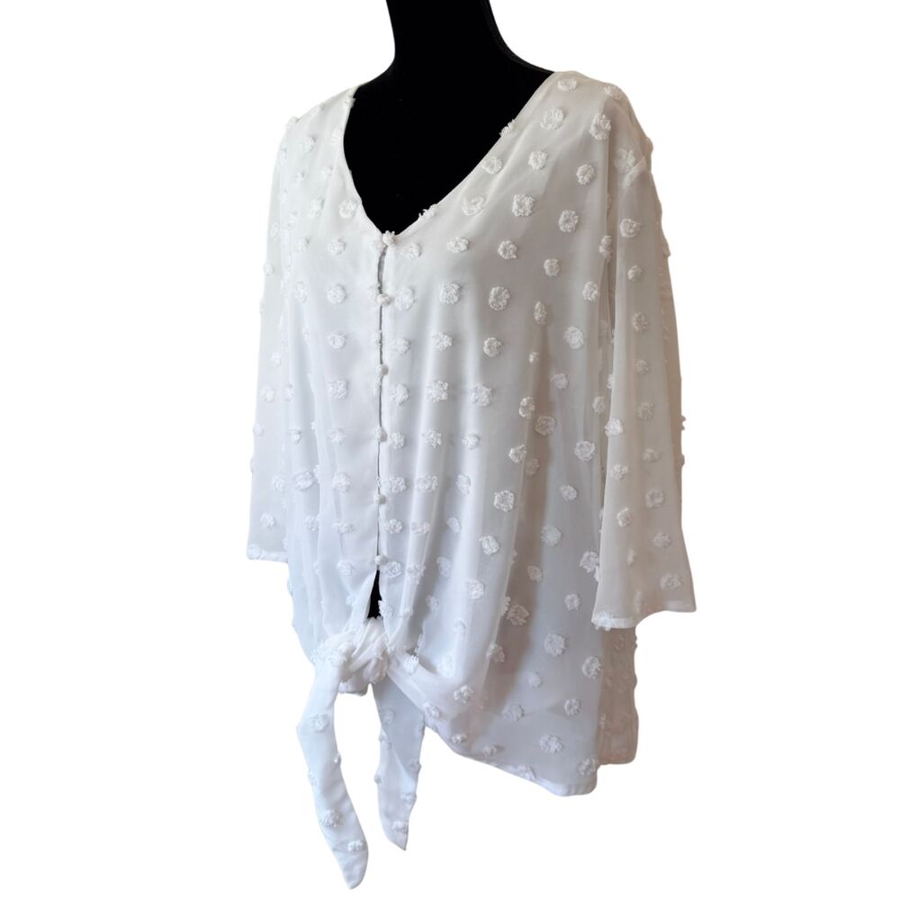 Ethereal Fairy Polka Dot Tie Front Blouse 2XL Beach Boho